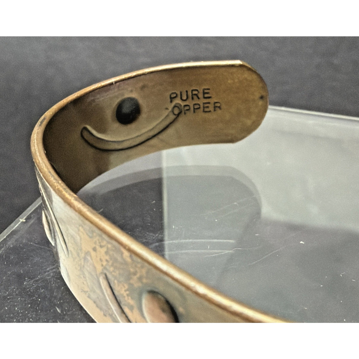 Solid Pure Copper Cuff Bracelet Adjustable Masonic Raised Eye Crescent Moon