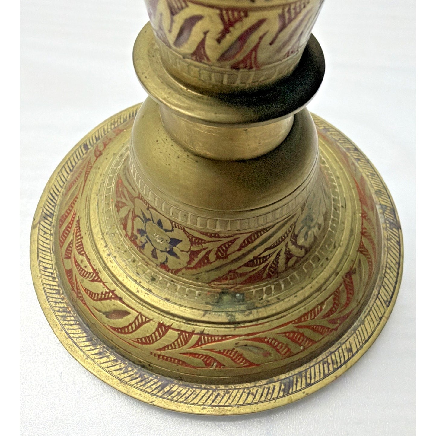 Vintage Etched Floral Brass Hookah Wrapped Hose As Is