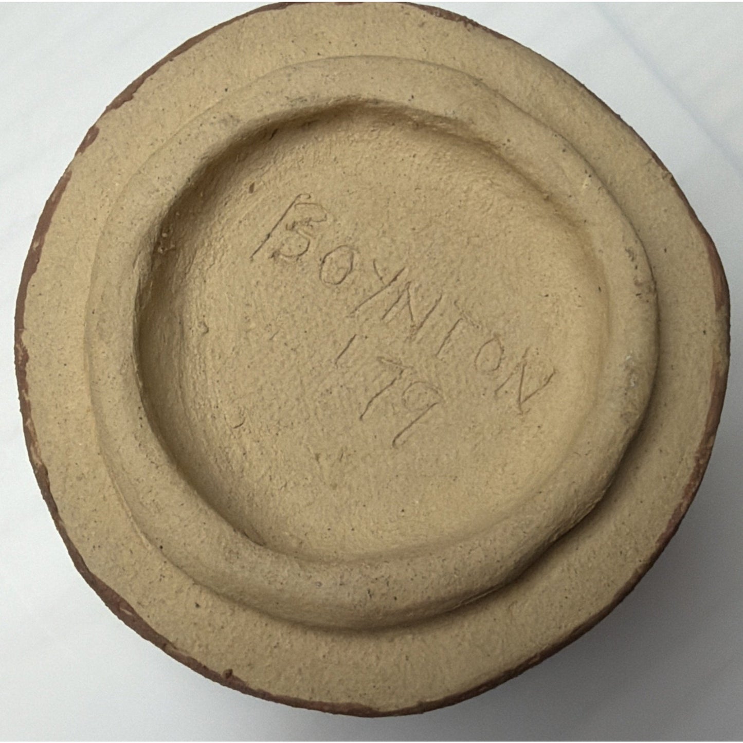 Vintage Boynton Art Pottery Abstract Vase Cup Planter Signed Brown Tan
