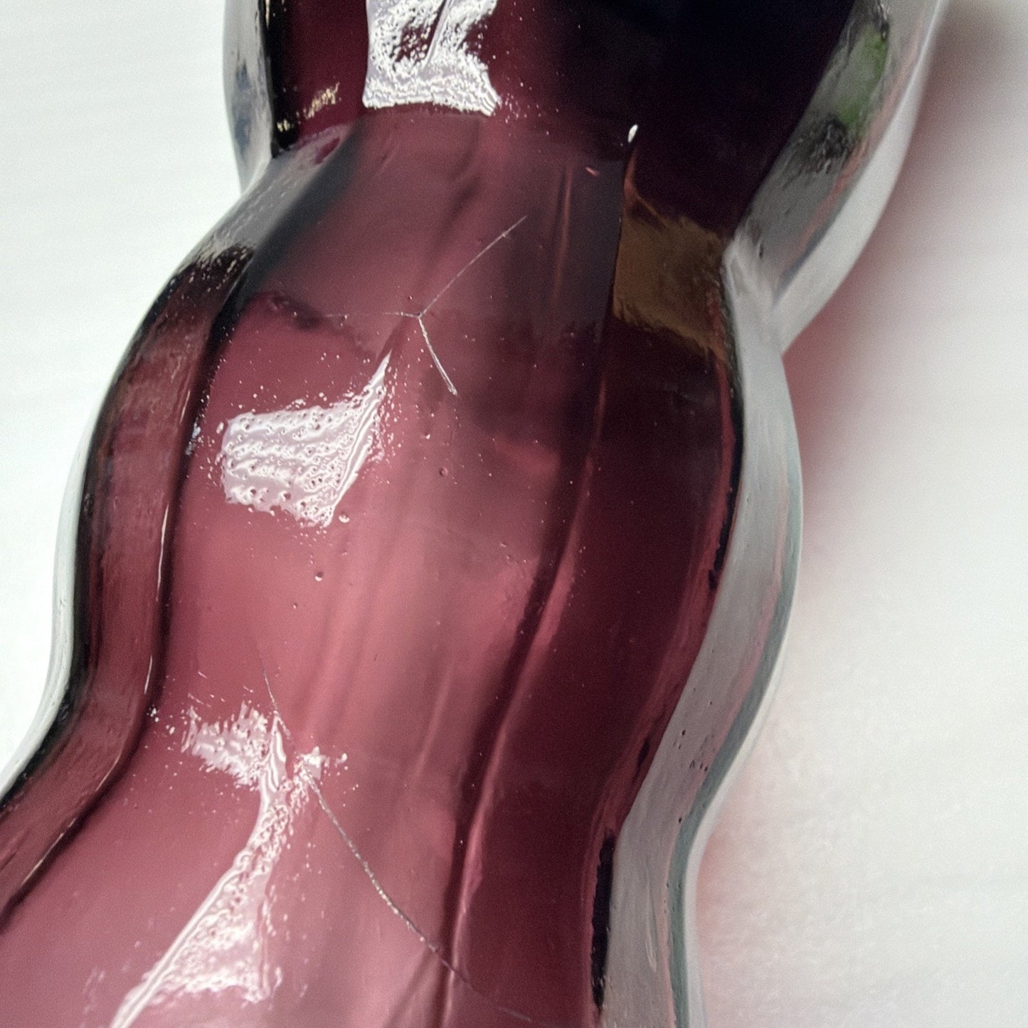 MCM Empoli Glass Purple Amethyst Genie Bottle Decanter Ribbed Optic No Stopper