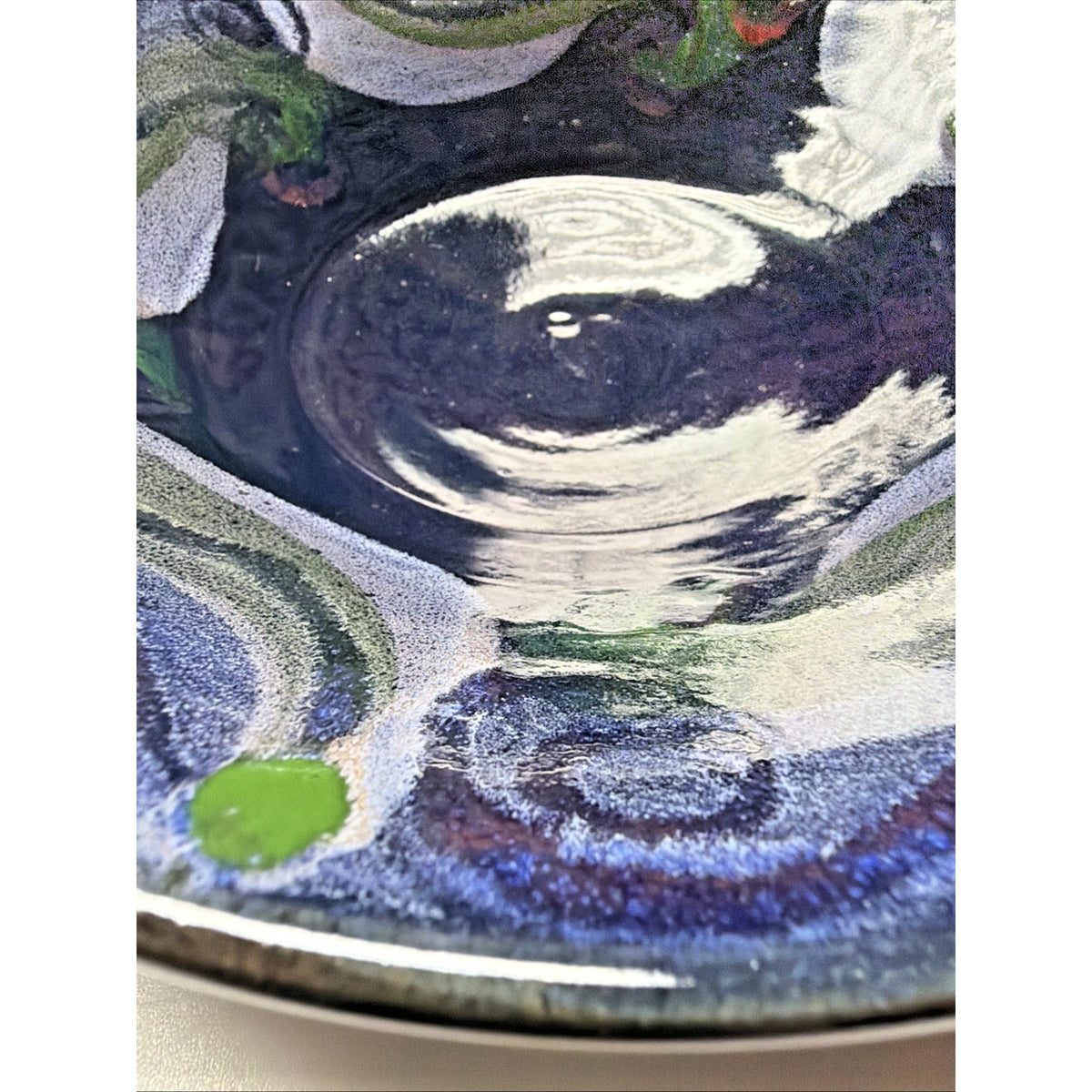 Vtg Wyatt Lane Studio Art Pottery Console Bowl Stoneware Navy Abstract Glaze