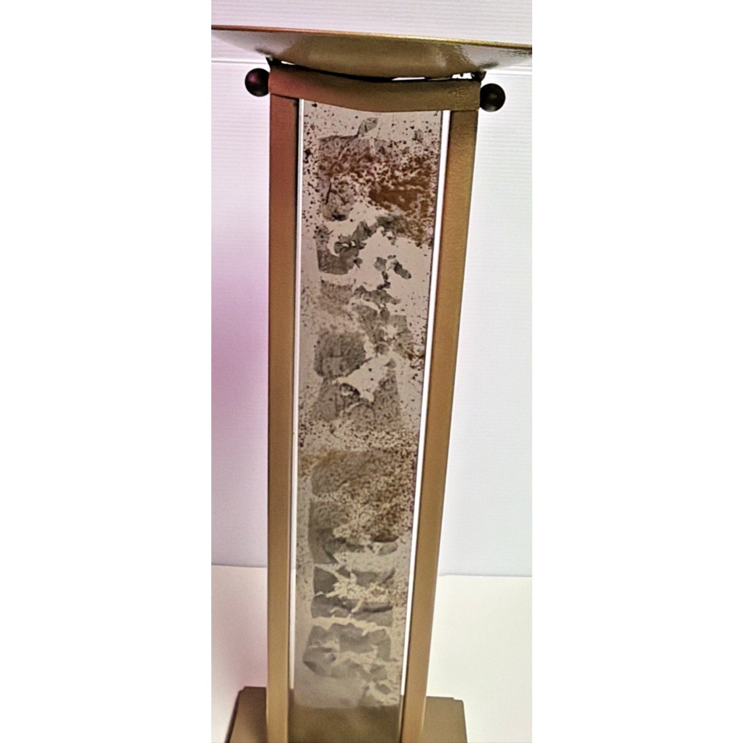 MCM Tony Evans Designs California Smoky Glass Metal Pillar Abstract Holder As Is