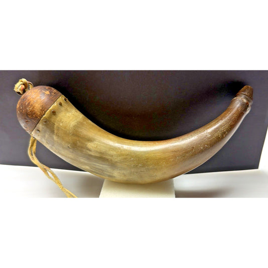 Old Primitive Powder Horn Powder Flask Wood Dome No Plug As Is