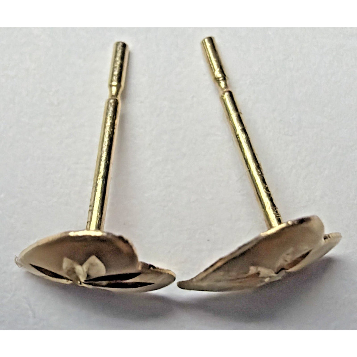 Vintage JCM Jacmel 14k Yellow Gold Diamond Cut Heart Stud Earrings No Backs