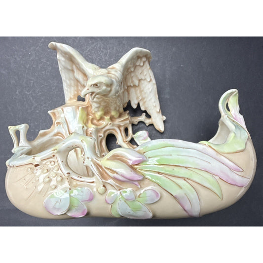 Art Nouveau Art Pottery Majolica Eagle Jardiniere Planter Display Austria