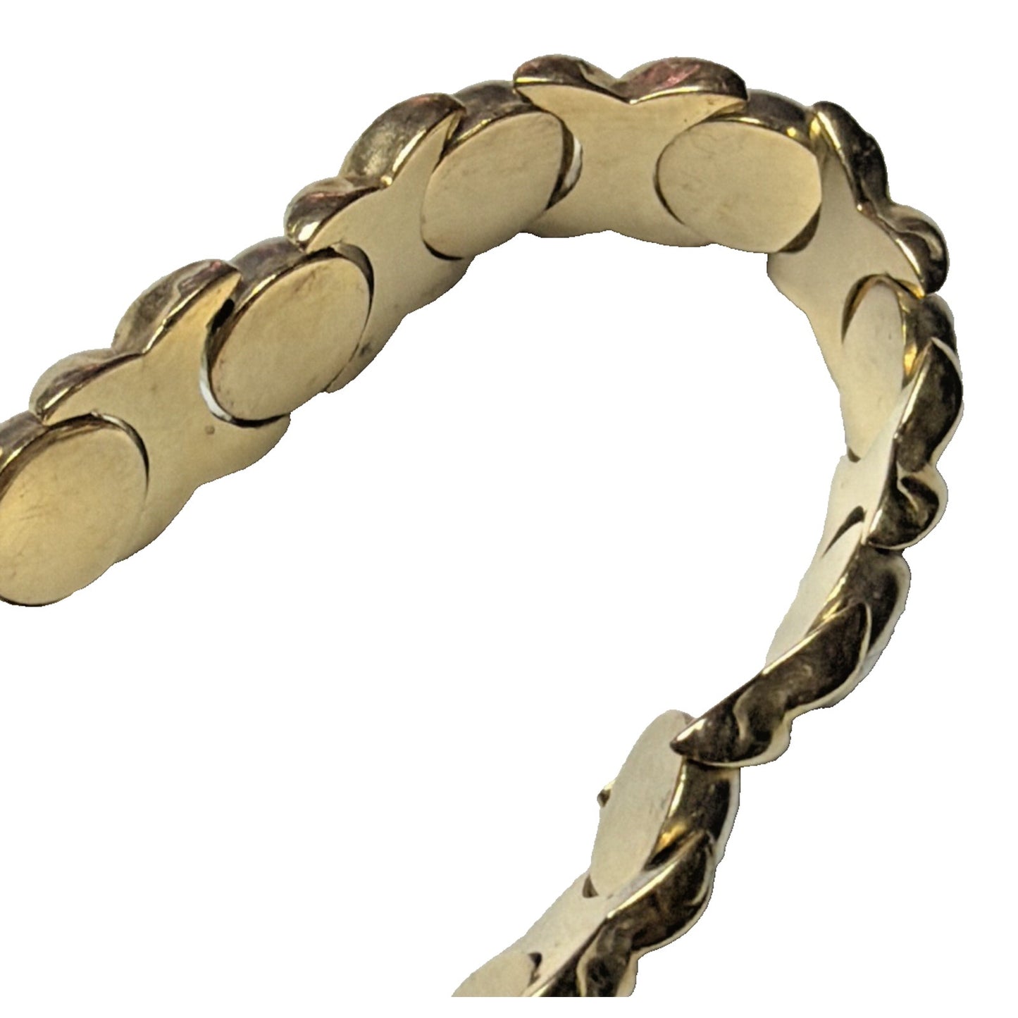 14k Yellow White Gold Diamond Cut XO Link Bracelet Stampato Turkey 9.92 grams