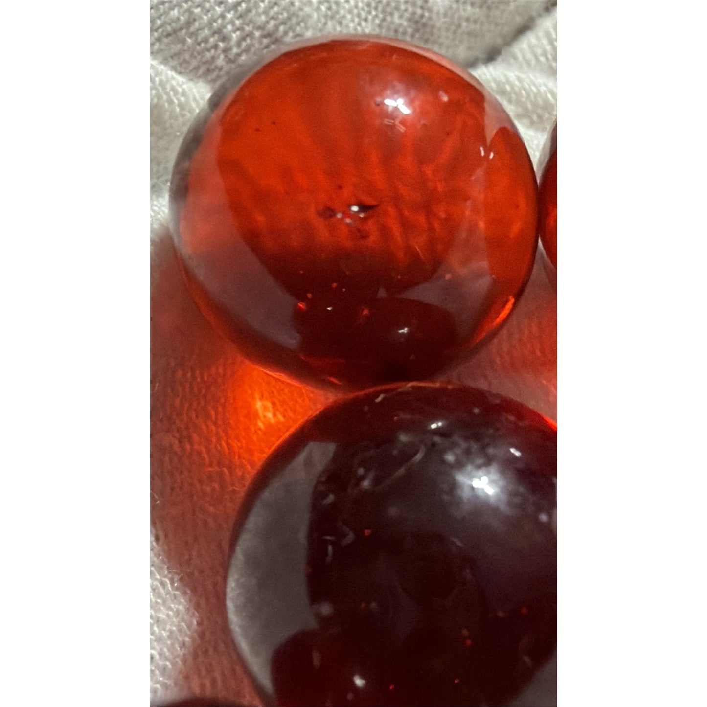 Vintage Lot of 4 Clear Ruby Red Cadmium Slag Glass Marbles UV Reactive As Is