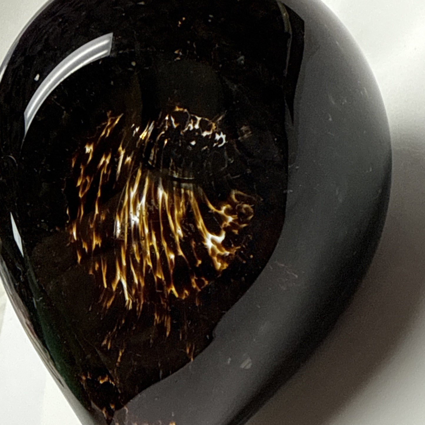 Wedgwood England Crystal Duck Mottled Black Brown Tortoise Glass Figurine Signed