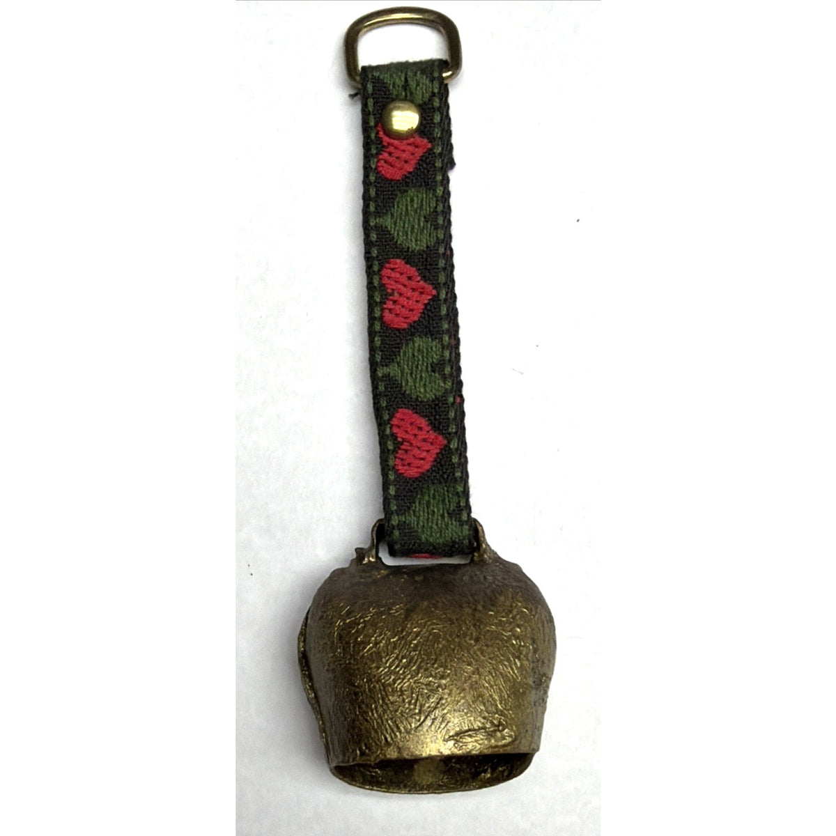 Old Swiss German Forged Cow Goat Bell Heart Embroidered Strap