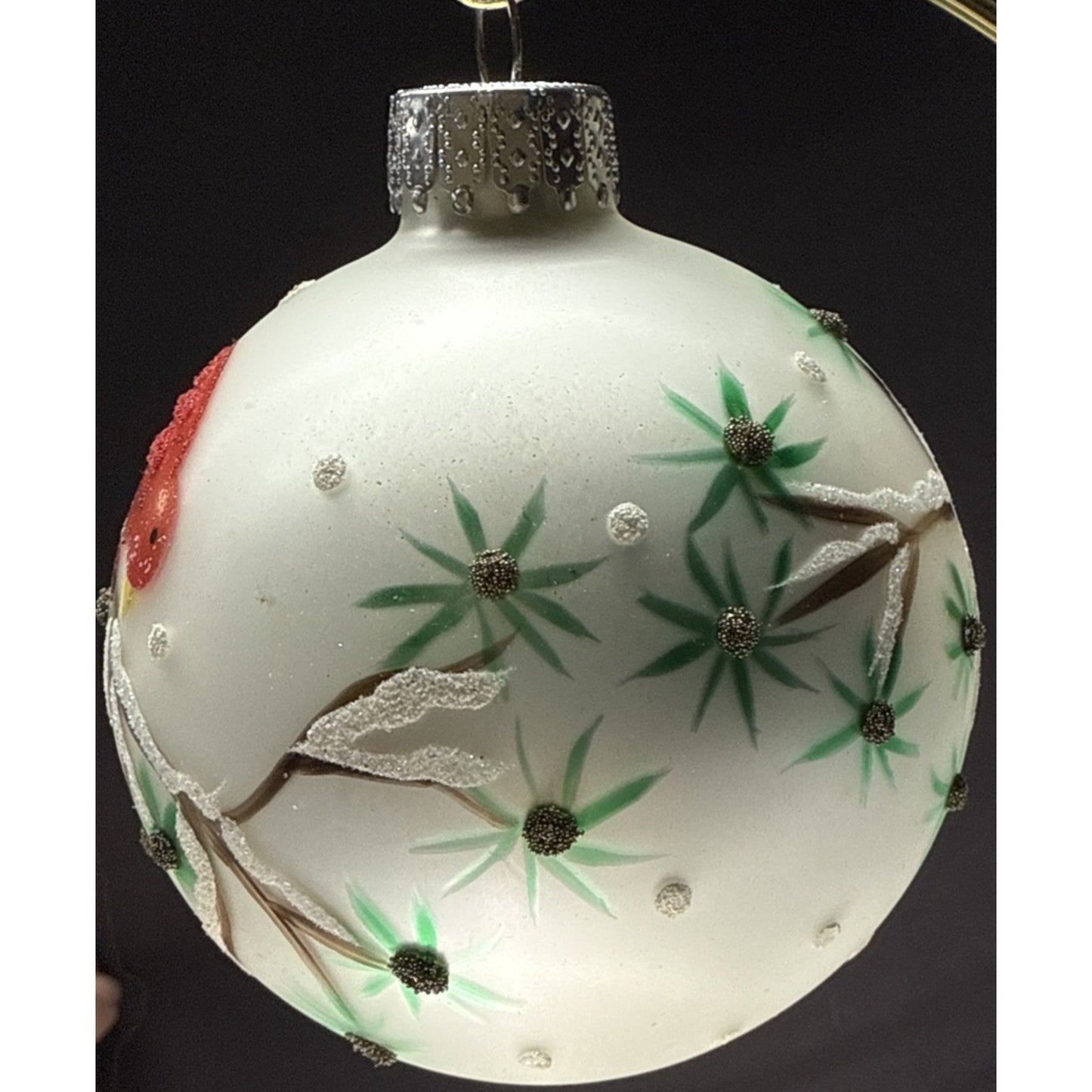 Sterling Inc Blown Mercury Glass Hand Painted Christmas Ornament Cardinals Box