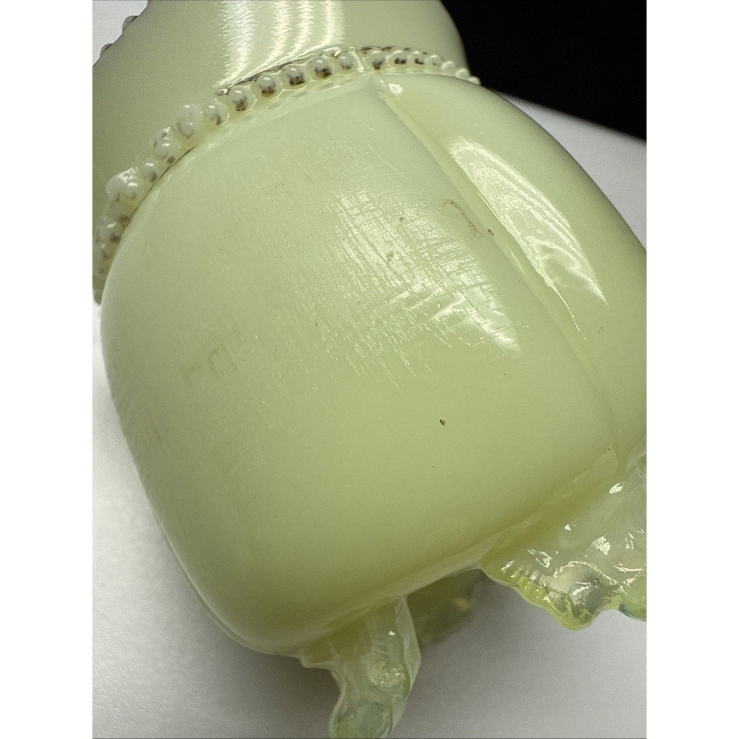 EAPG Tarentum Glass Georgia Gem Opaque Custard Toothpick Matchstick Holder Bead