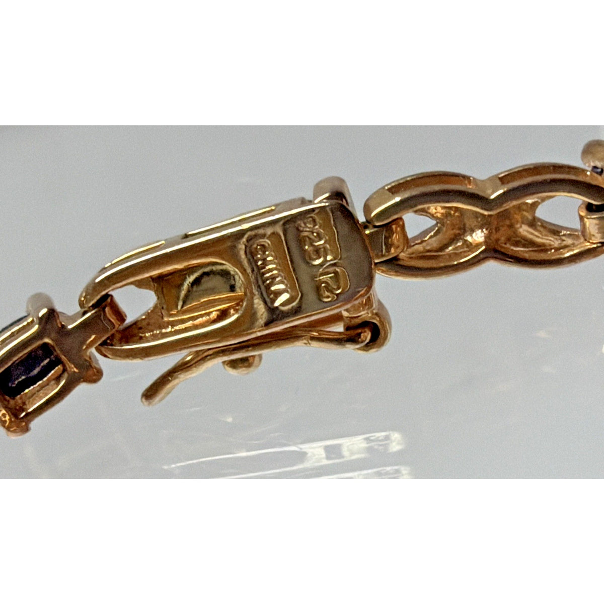 Sterling Silver Rose Gold Vermeil Sapphire Diamond Tennis Bracelet Eternity Read