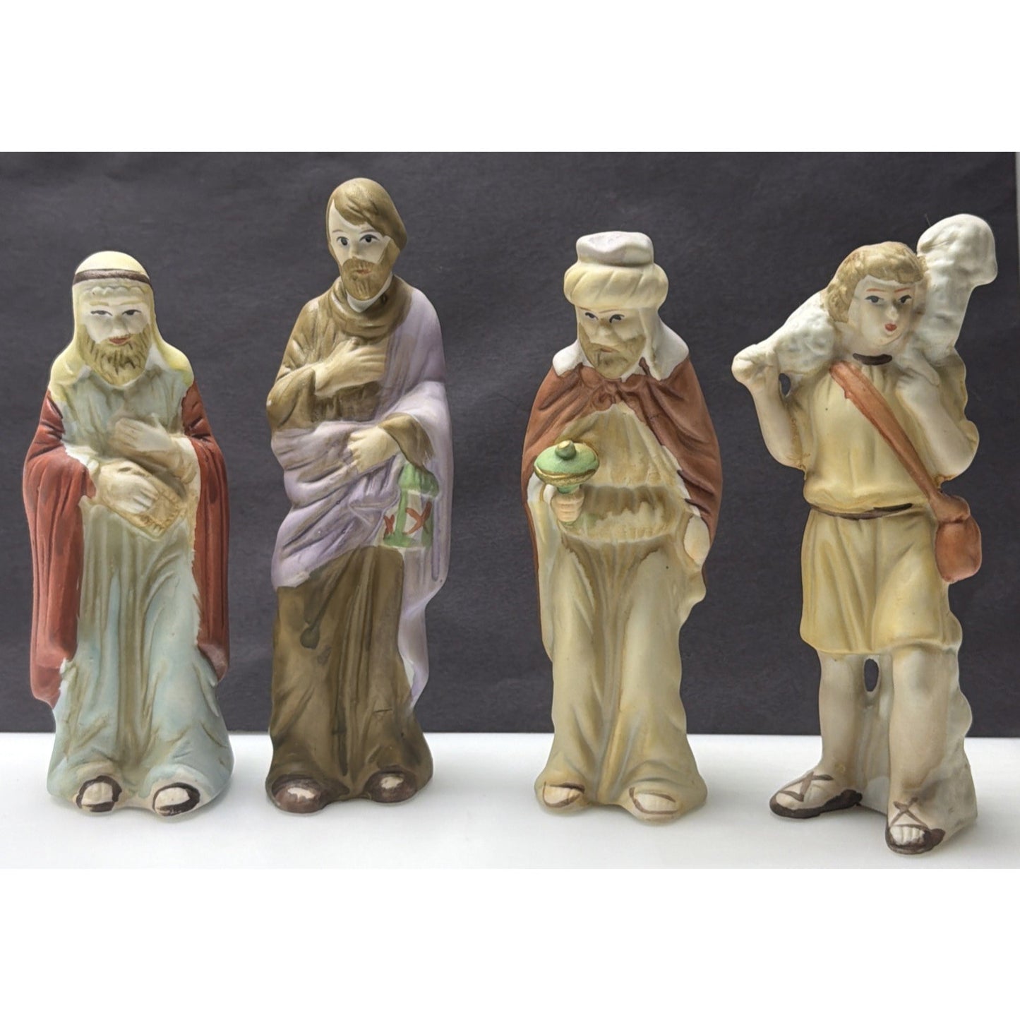 Vintage Lot of 11 Ceramic Porcelain Nativity Figurines Hand Painted As Is