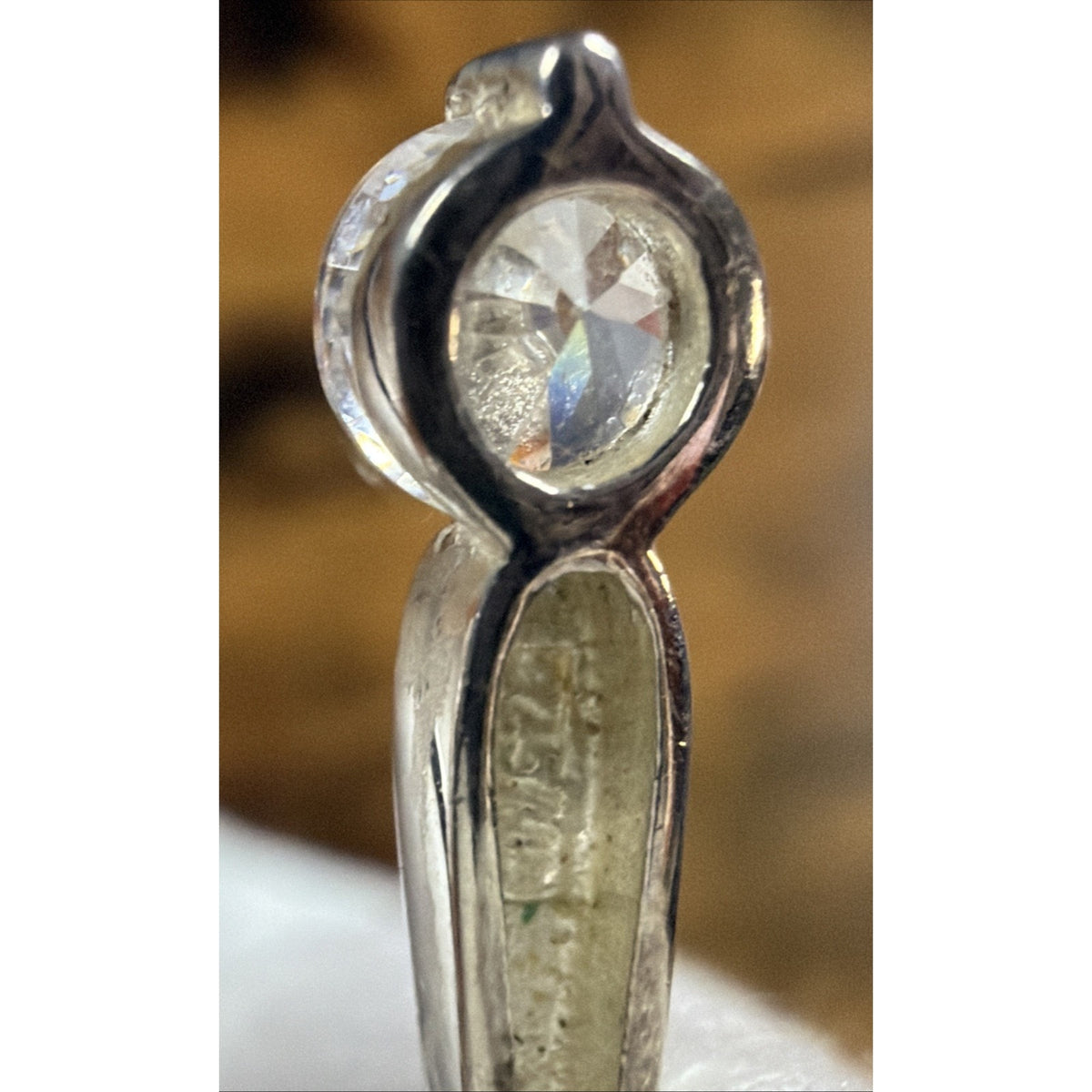 Modernist M2 Jewelry 925 Sterling Silver Drop Pendant Crystal Solitaire
