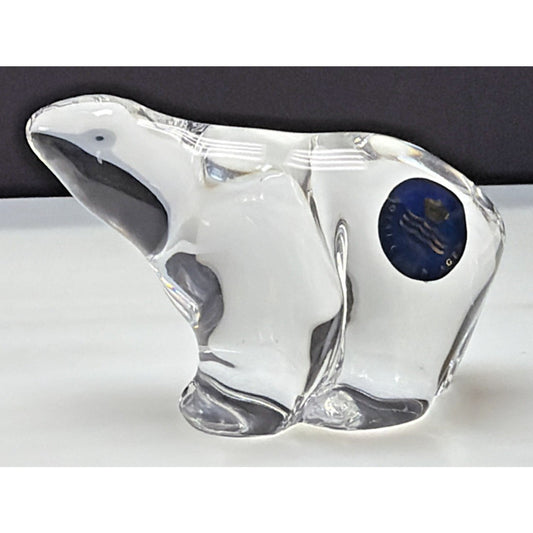 Vintage Royal Copenhagen Hadeland Crystal Polar Bear Figurine Paperweight