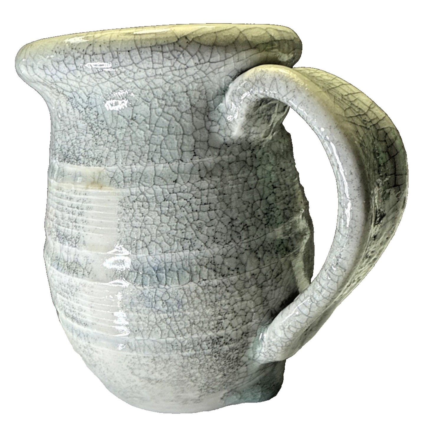 L Taylor Studio Art Pottery Large Celadon Green Crackle Glaze Mug Banded