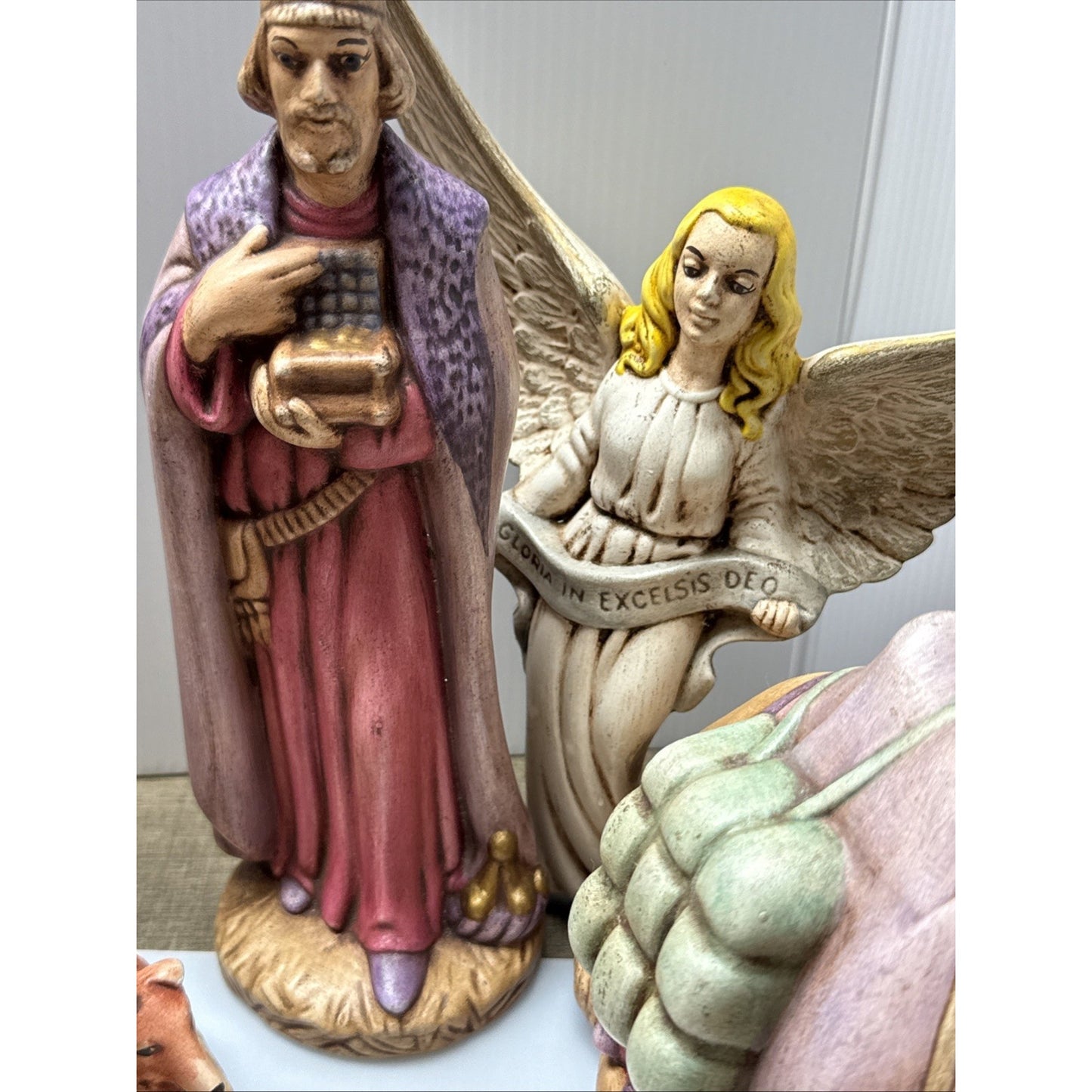 Vintage Lot of 19 Holland Mold Ceramic Nativity Set Painted As Is