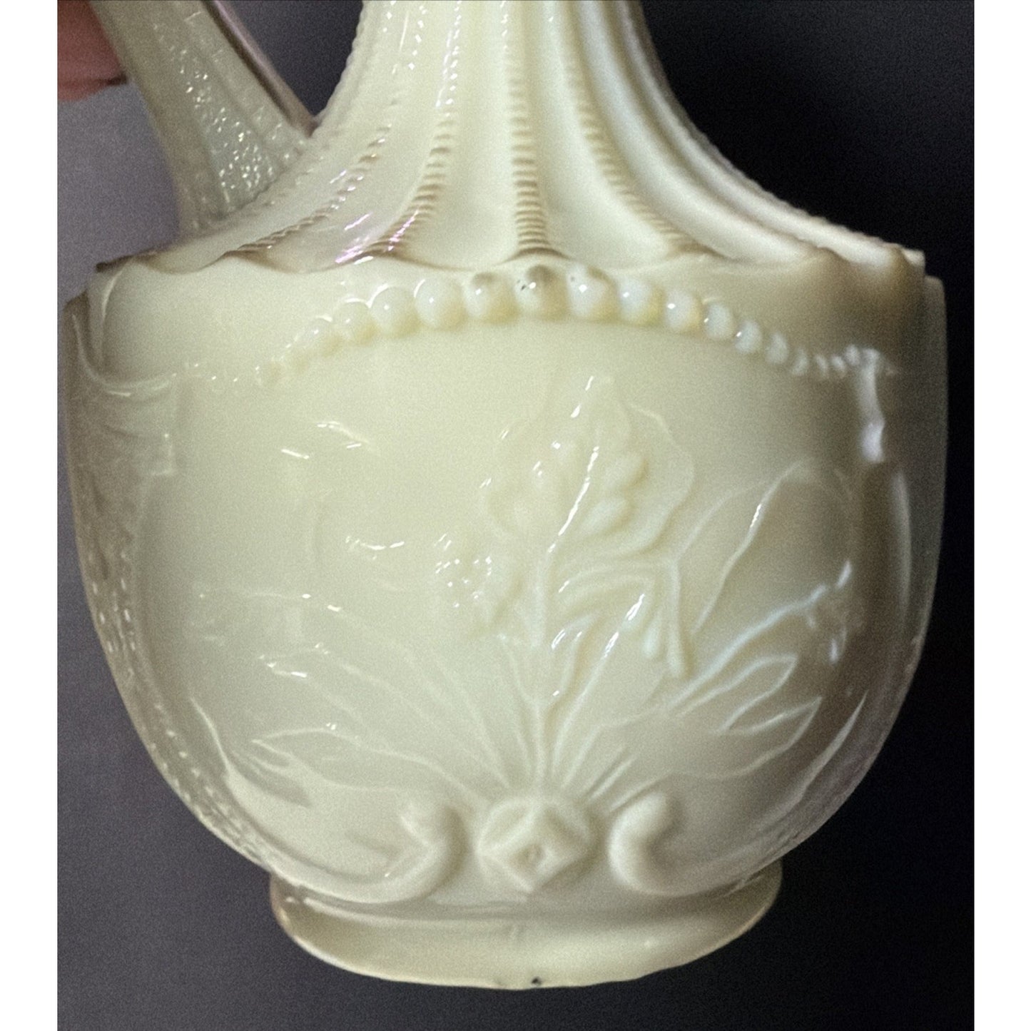 EAPG National Northwood Glass Iris Wild Bouquet Custard Uranium Cruet No Stopper