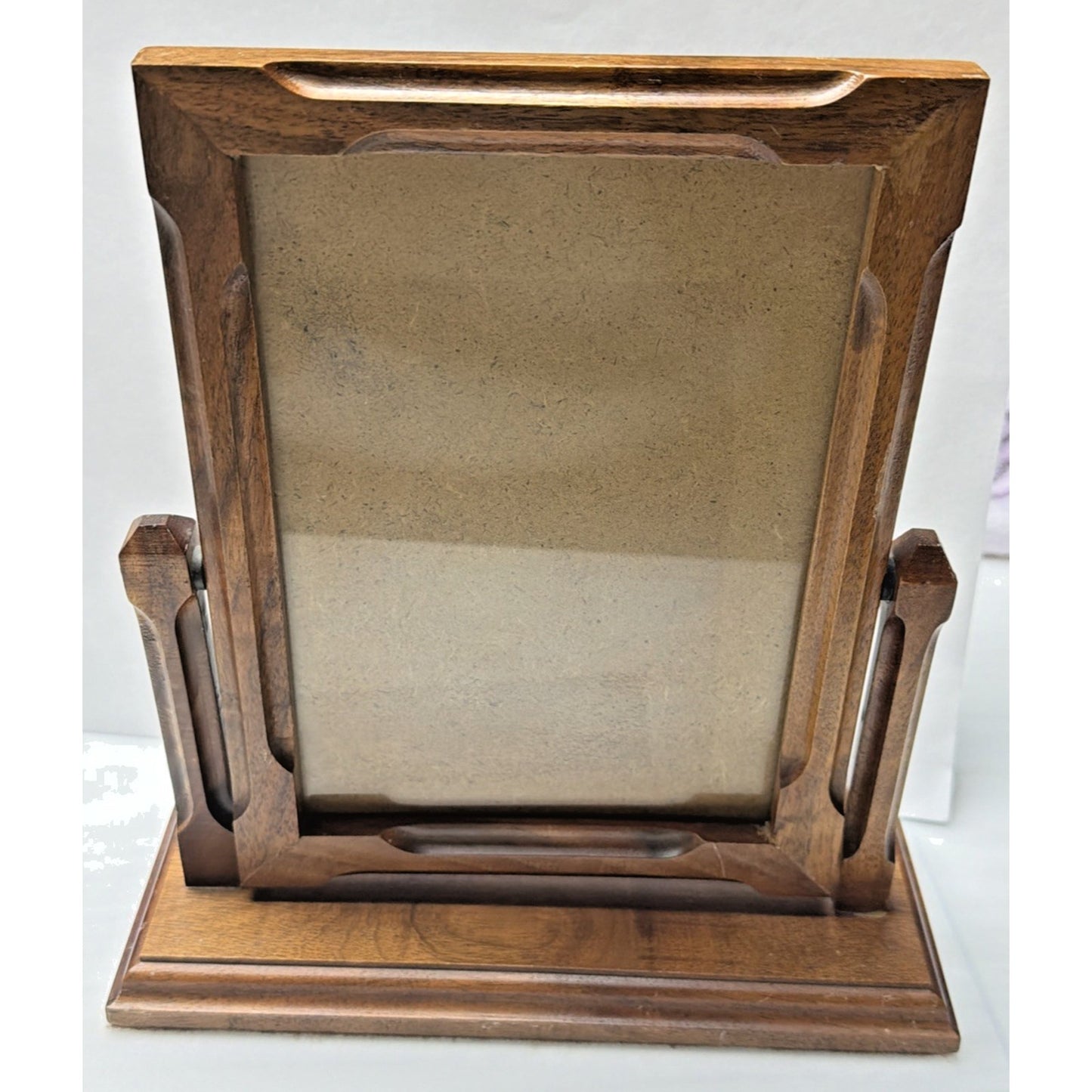 Art Deco Hand Made Dreesman Wood Tabletop Swivel Swing Tilt Picture Frame As Is
