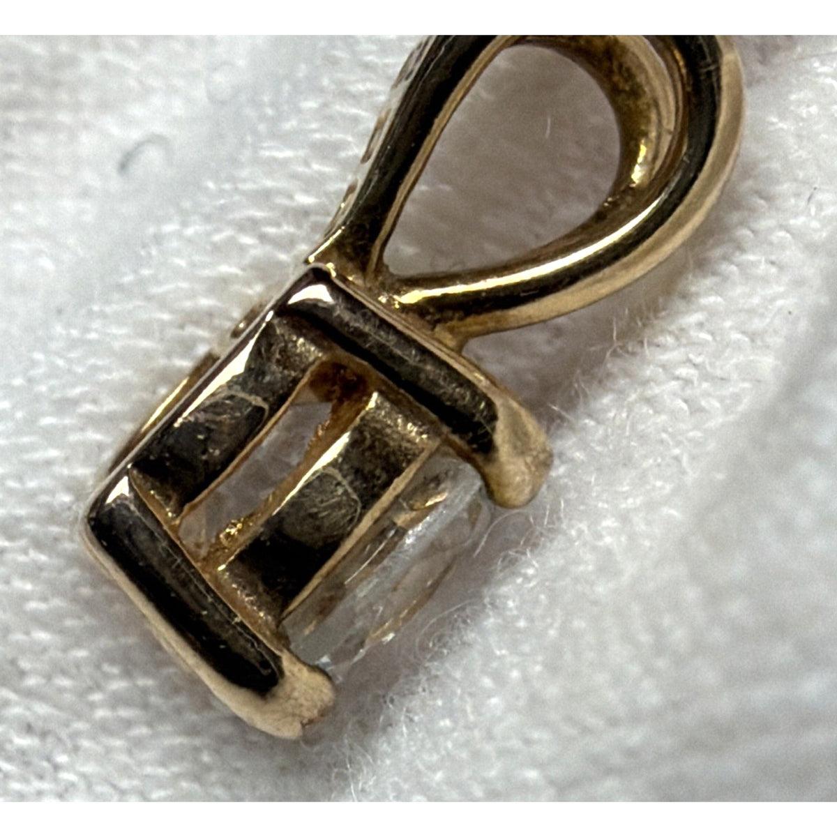 Vintage Gold Vermeil Cubic Zirconia Solitaire Sterling Silver Pendant