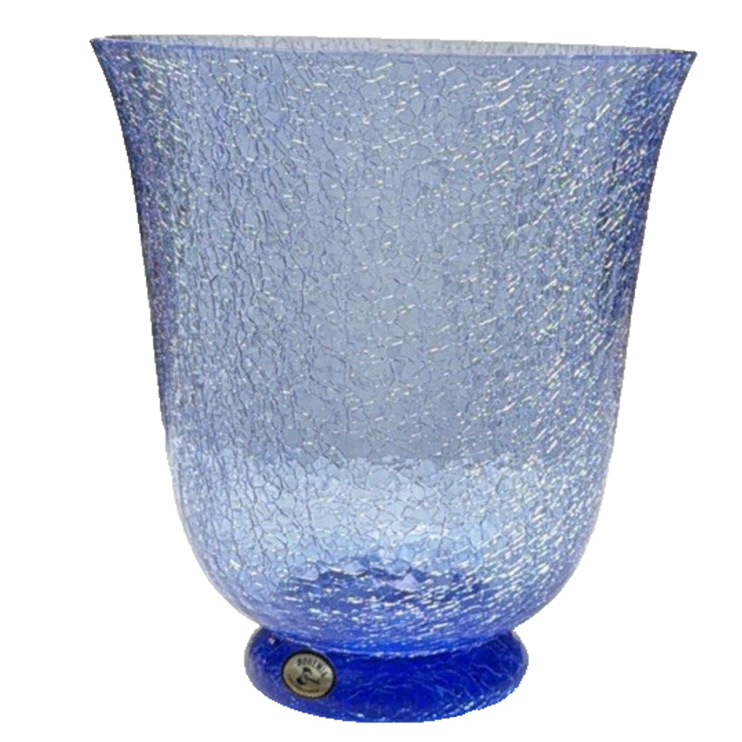 Vintage Bohemia Czech Blue Crackle Glass Crystal Vase