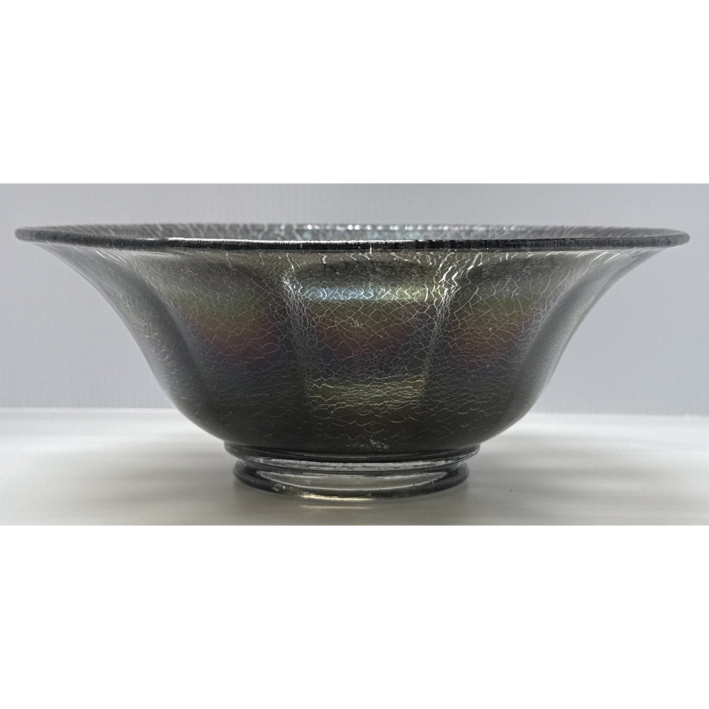 Vintage Imperial Glass Smoke Carnival Stretch Wide Panel Bowl Flare Rim As Is