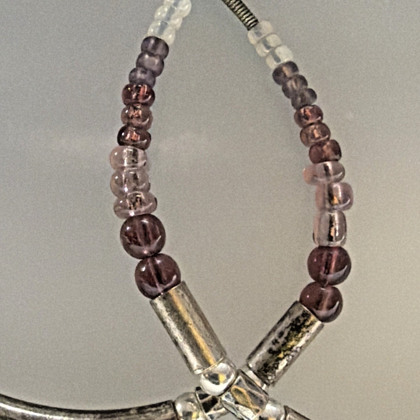 Retired Silpada Sterling Silver Glass Beaded Loop Purple Panache Earrings W2771
