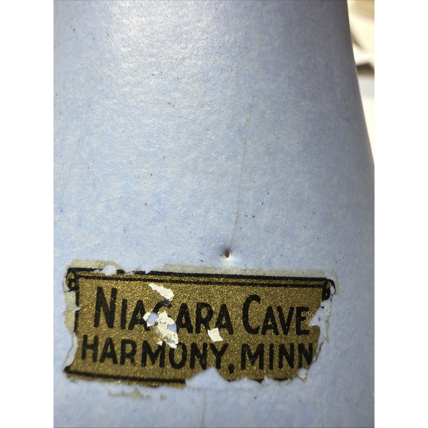 MCM RumRill Art Pottery Blue Rings Footed Bud Vase Niagara Cave Harmony Minn