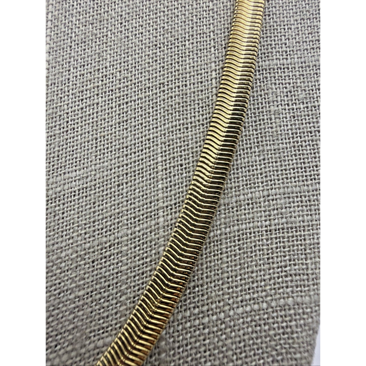 Vintage Gold Tone Herringbone Flat Snake Chain Necklace 30"