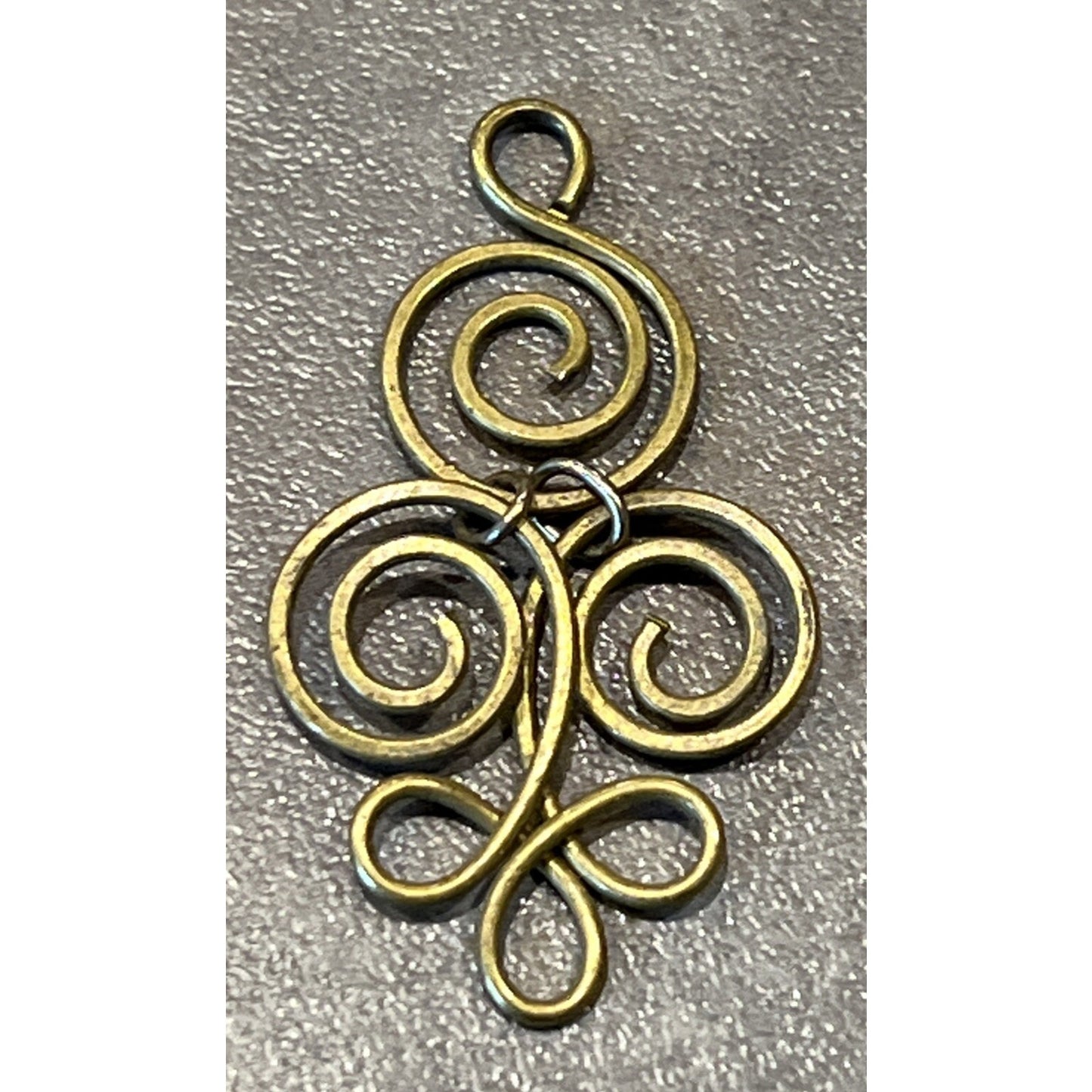 Vintage Celtic Budding Spiral Pendant Charm Gold Tone Brass