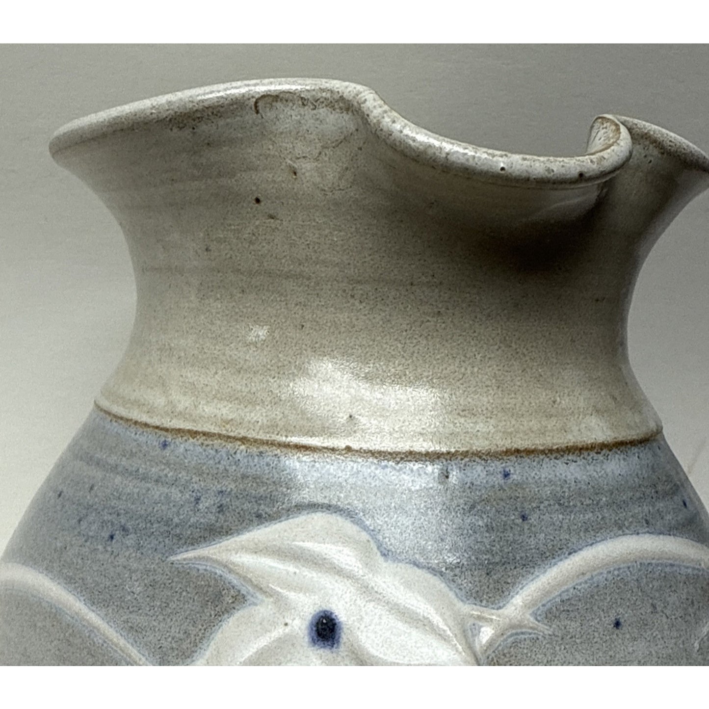 Noble Studio Art Pottery Pitcher Bowl Basin Trillium Blue White