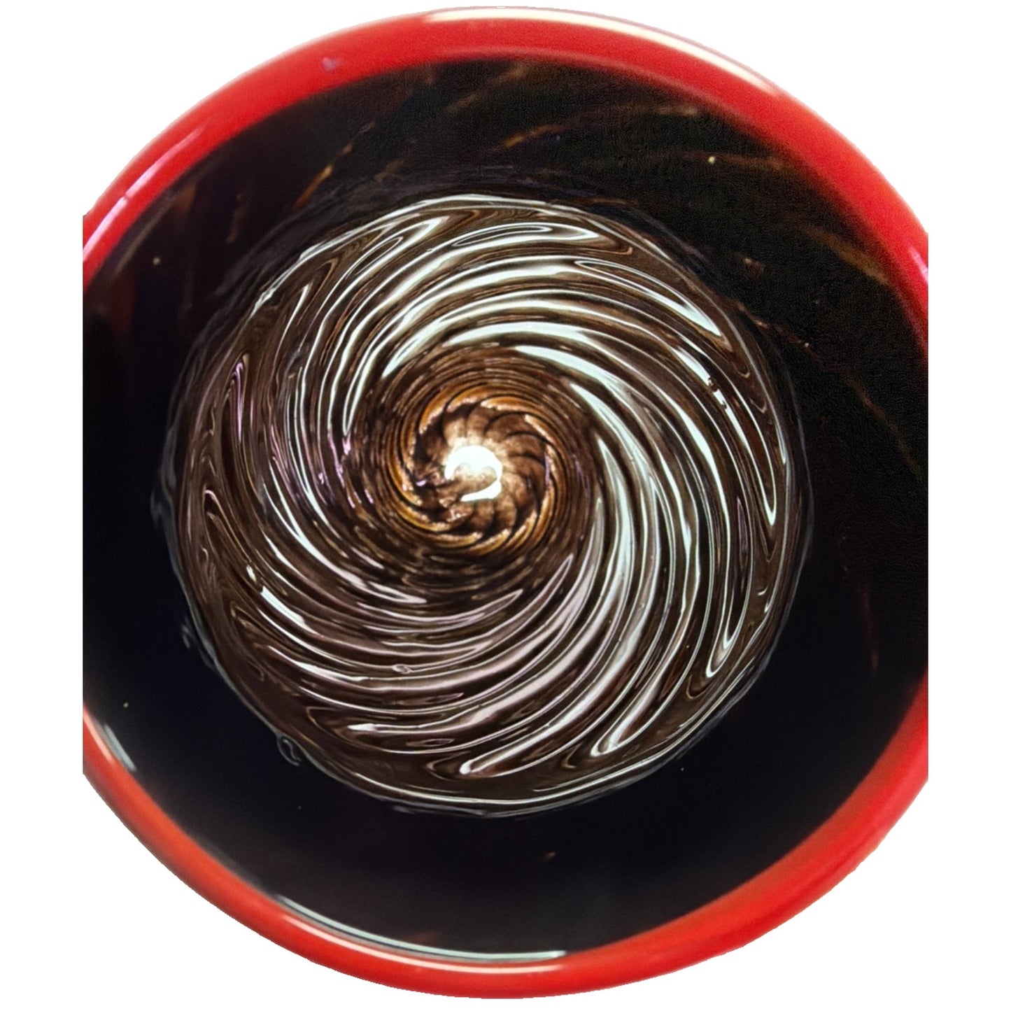 Jon Bush Iridescent Art Glass Vase Black Green Spiral Abstract Red Lip Signed