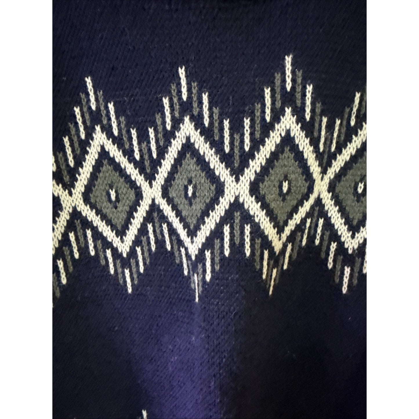 Vtg Skjaeveland Algard Norwegian Design Sweater Wool Childs Sz 6 Navy Gray White