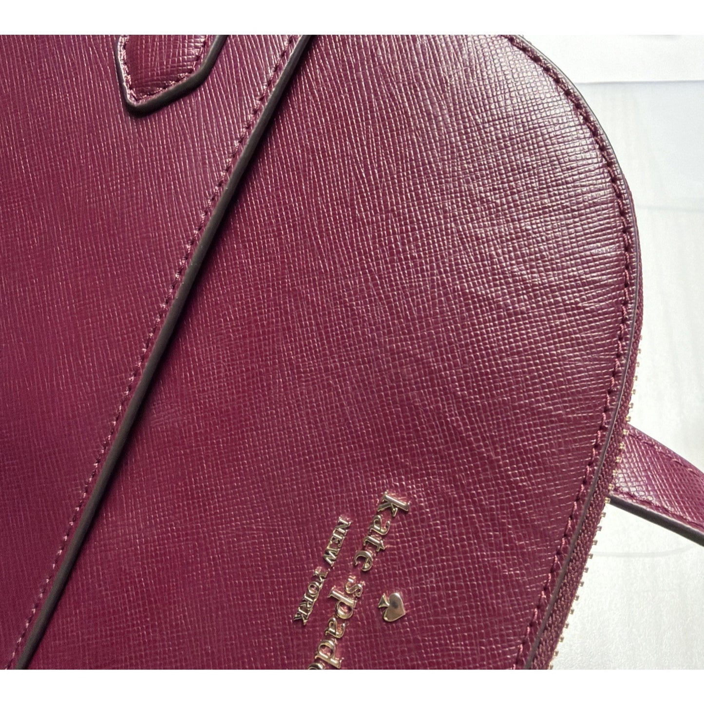 Kate Spade New York Staci Dome Saffiano Leather Backpack Burgundy