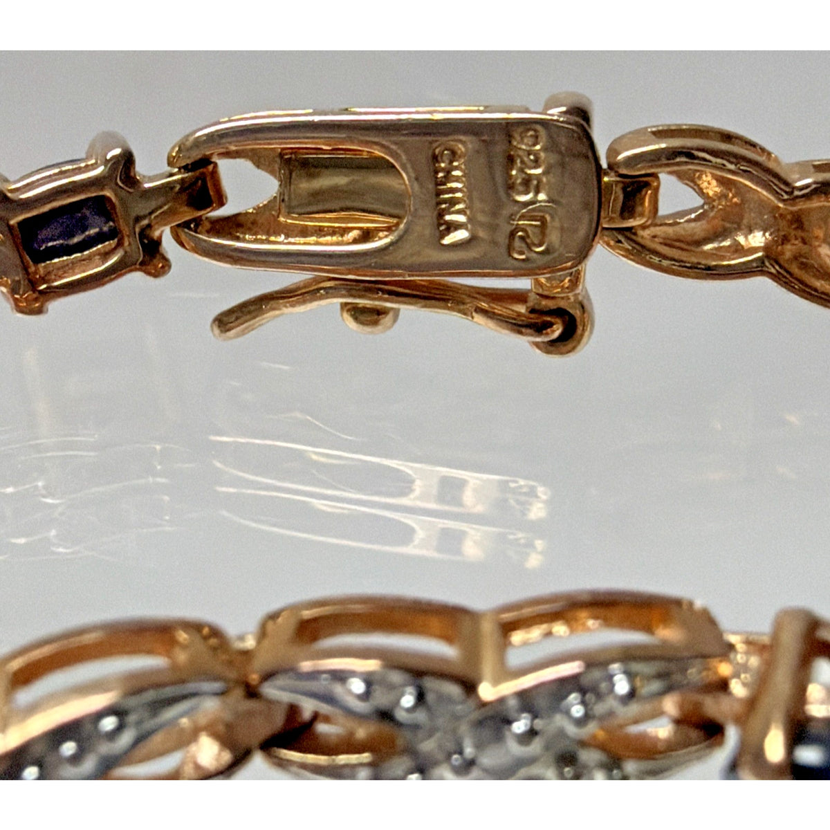 Sterling Silver Rose Gold Vermeil Sapphire Diamond Tennis Bracelet Eternity Read
