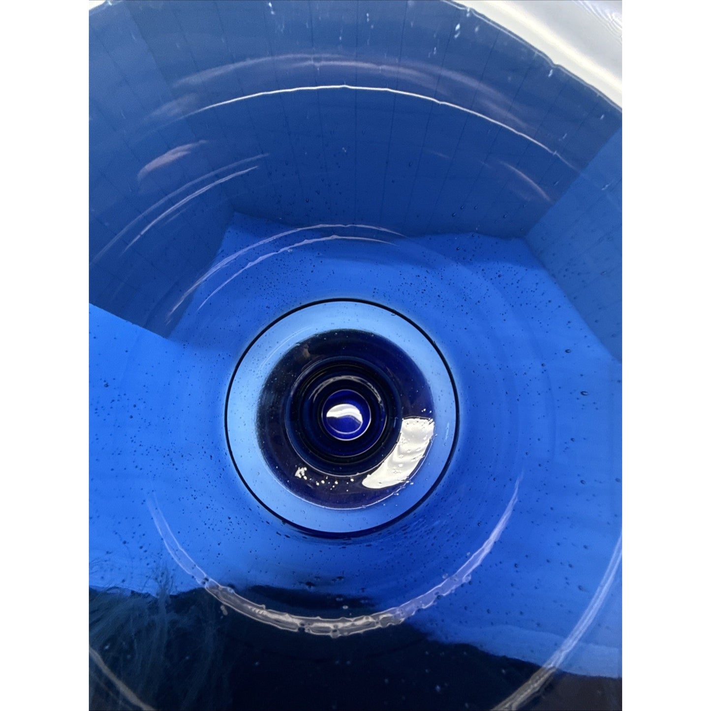 MCM Czech Bohemian Cobalt Blue Blown Glass Vase Urn Trophy Style Footed As Is