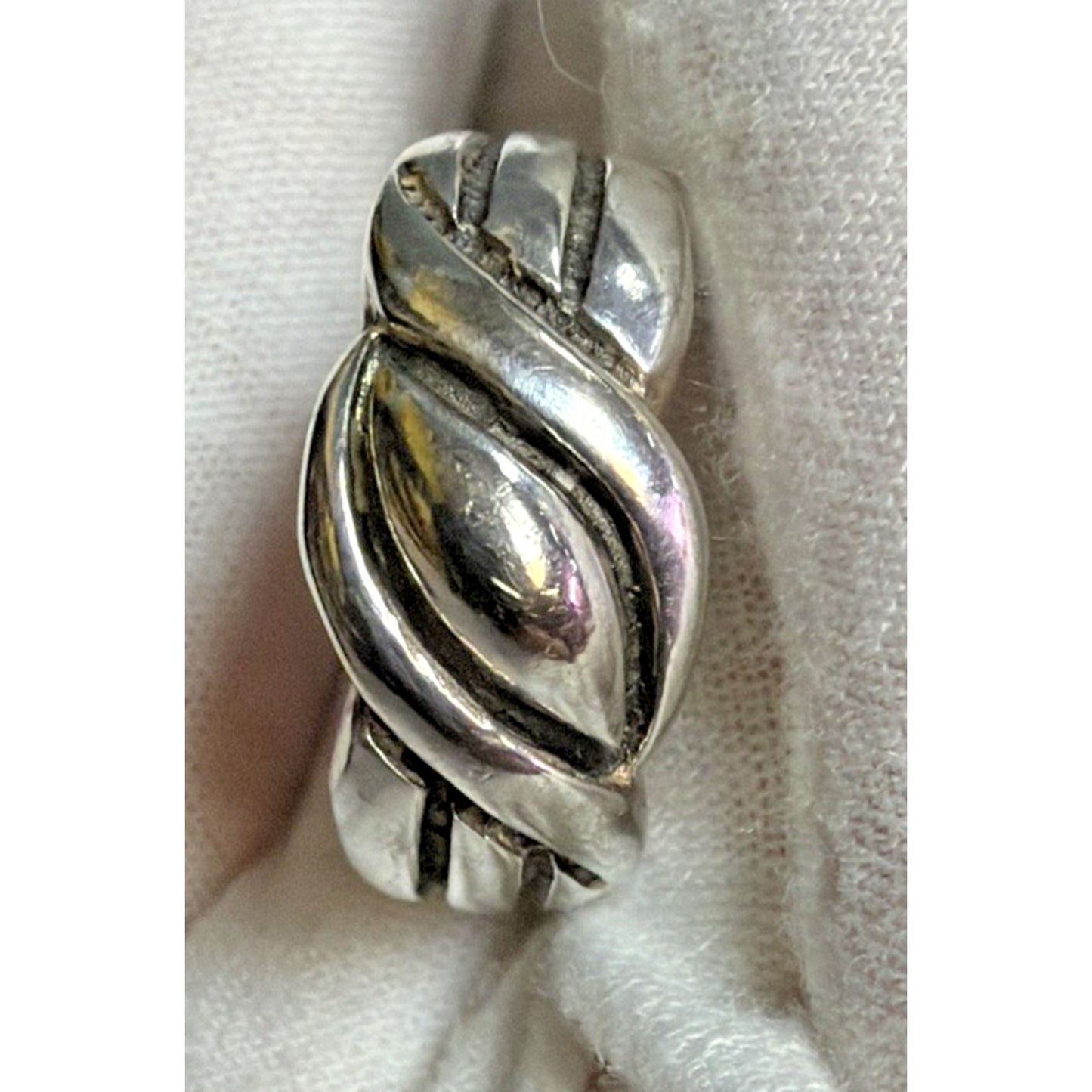 Vintage Sterling Silver Fluted Crossover Knot Ring Sz 8