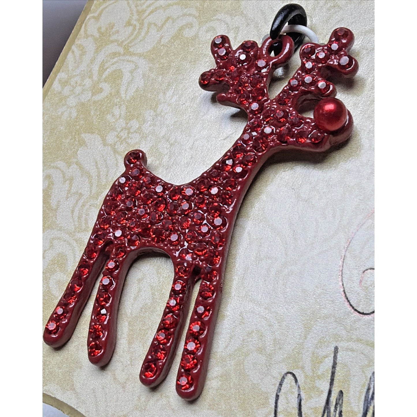 Lot of 2 Christmas Bead Treasures Christmas Tree Rudolph Jeweled Charms Pendants