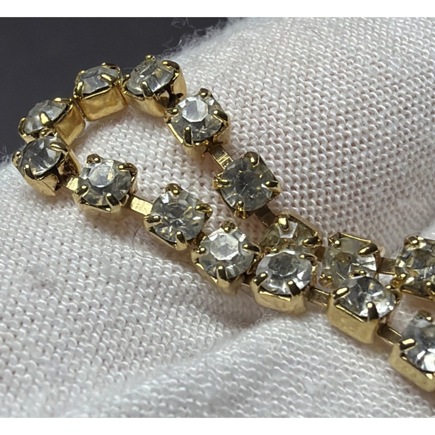 Vintage Park Lane Gold Tone Faceted Rhinestone Tennis Bracelet 7.25”