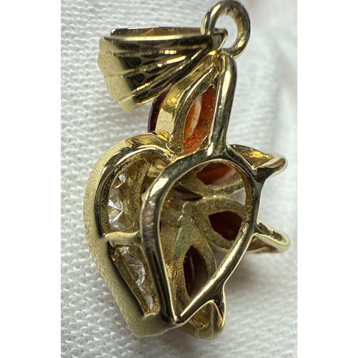 Vintage 10k Gold Plated Flower Cluster Pendant Charm Ruby Garnet Crystal As-Is