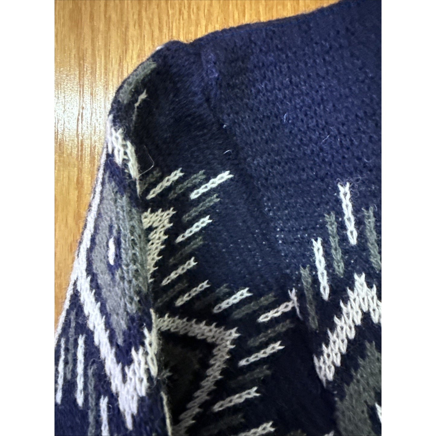 Vtg Skjaeveland Algard Norwegian Design Sweater Wool Childs Sz 6 Navy Gray White