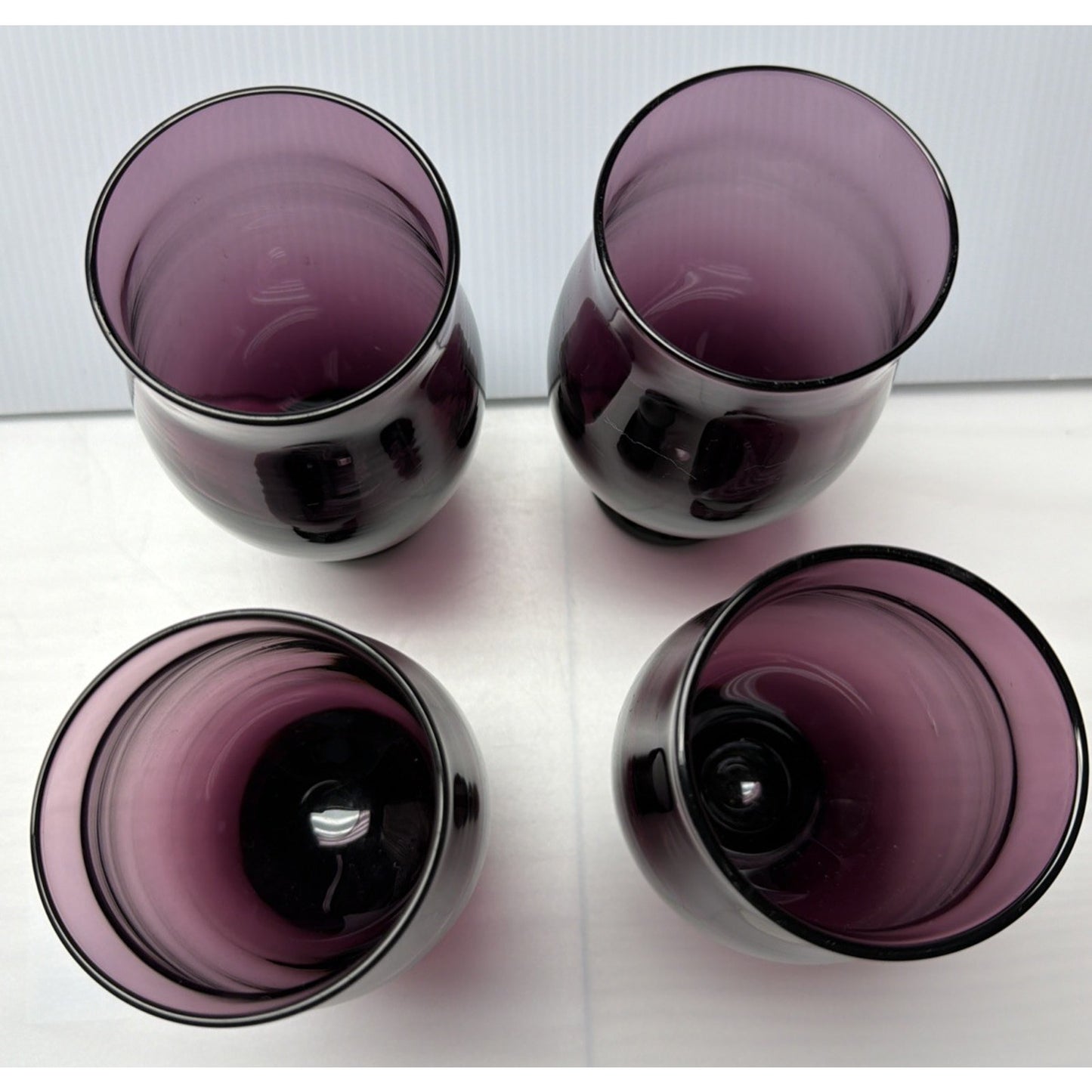 MCM Lot of 4 Eva Zeisel Bryce Bros Silhouette Purple Amethyst Footed Tumblers
