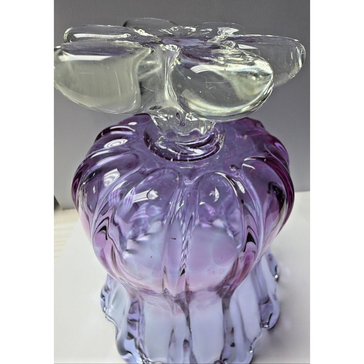 MCM Chribska Josef Hospodka Gradient Art Glass Vase Footed Mottled Purple Blue