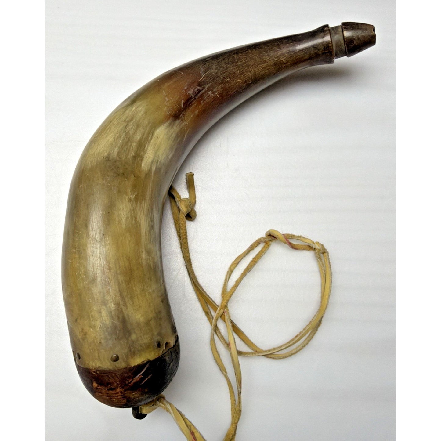 Old Primitive Powder Horn Powder Flask Wood Dome No Plug As Is
