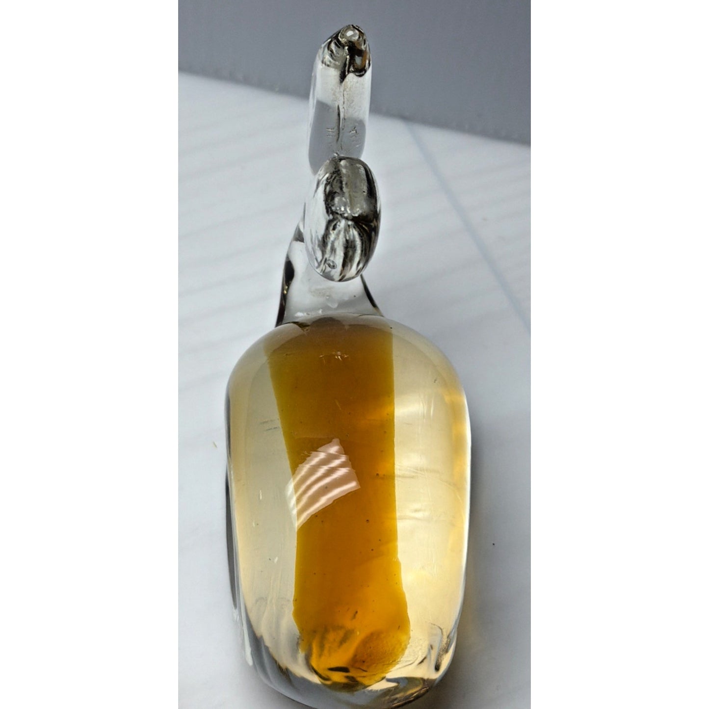 Vintage Pilgrim Art Glass Handblown Cased Amber Clear Whale #954 As Is