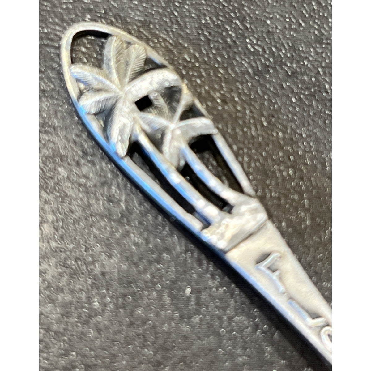 Old Bates Klinke Sterling Silver Souvenir Spoon Florida Palm Trees