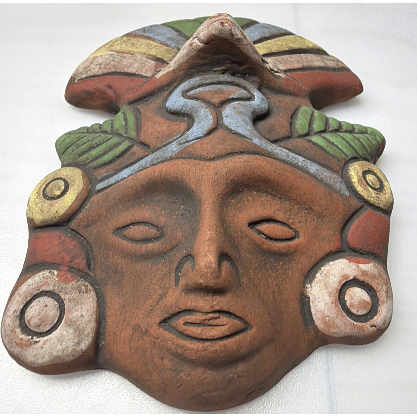 Vintage Lot of 3 Mesoamerican Terracotta Clay Mayan Aztec Warrior Wall Masks