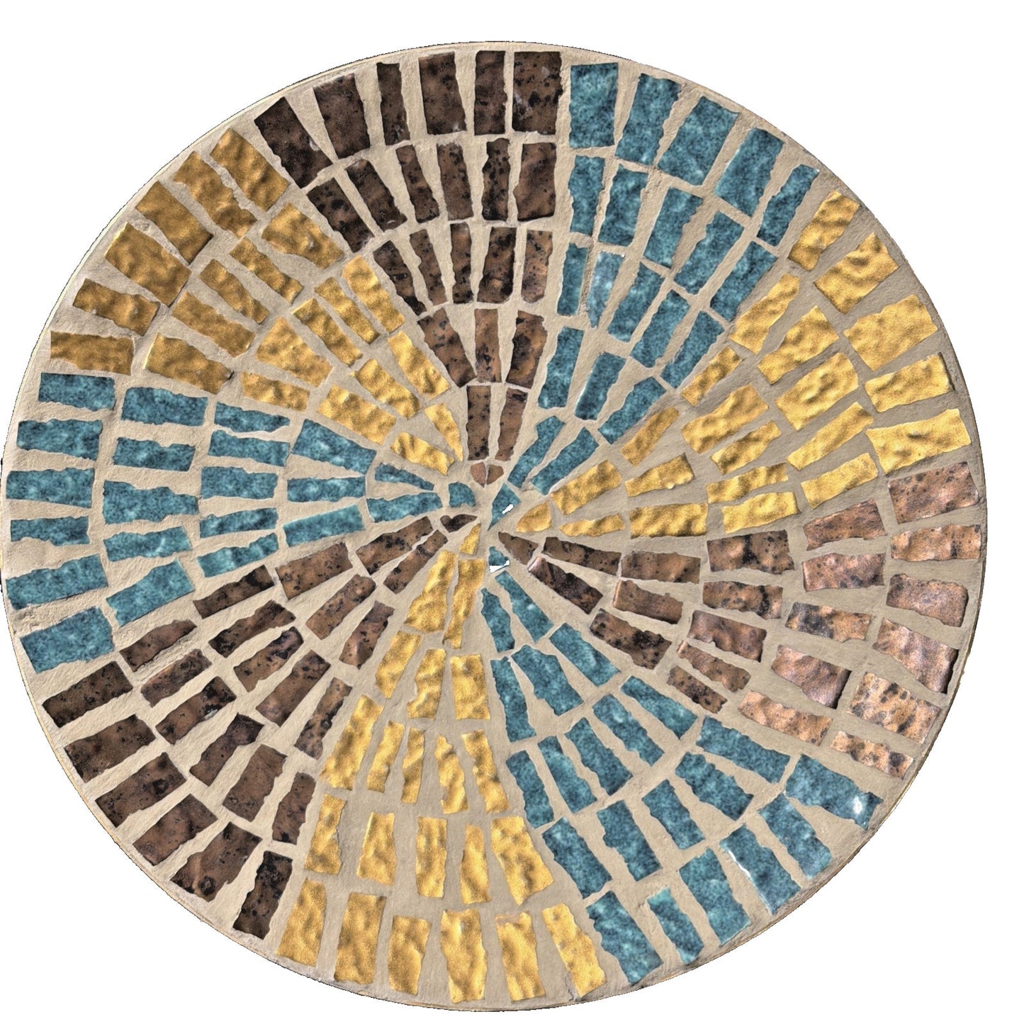 MCM Mosaic Tile Plate Abstract Blue Brown Gold Ceramic Metal