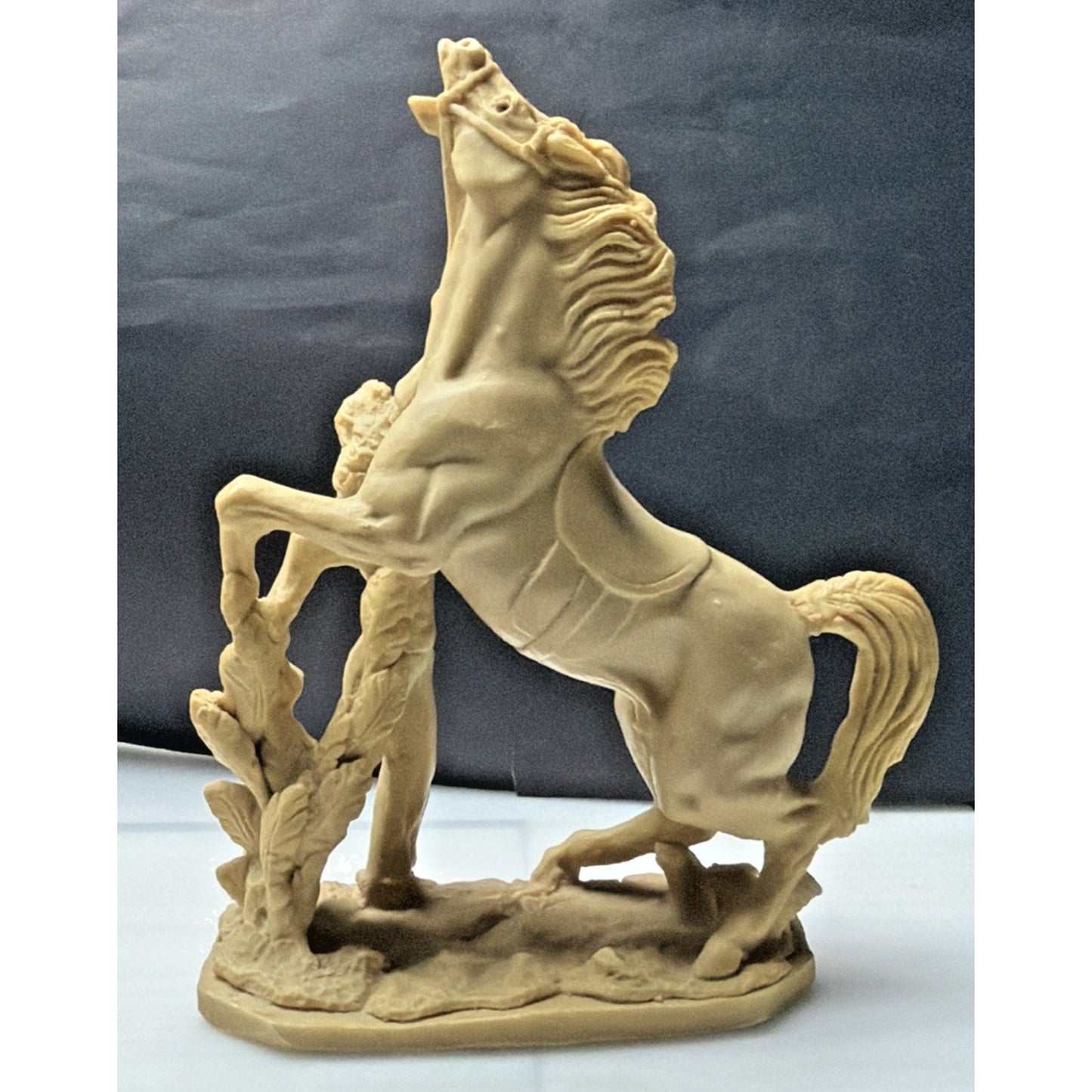 Vtg Italian Horse Sculpture Cowgirl Woman Domatrice Alabaster Composite Carving