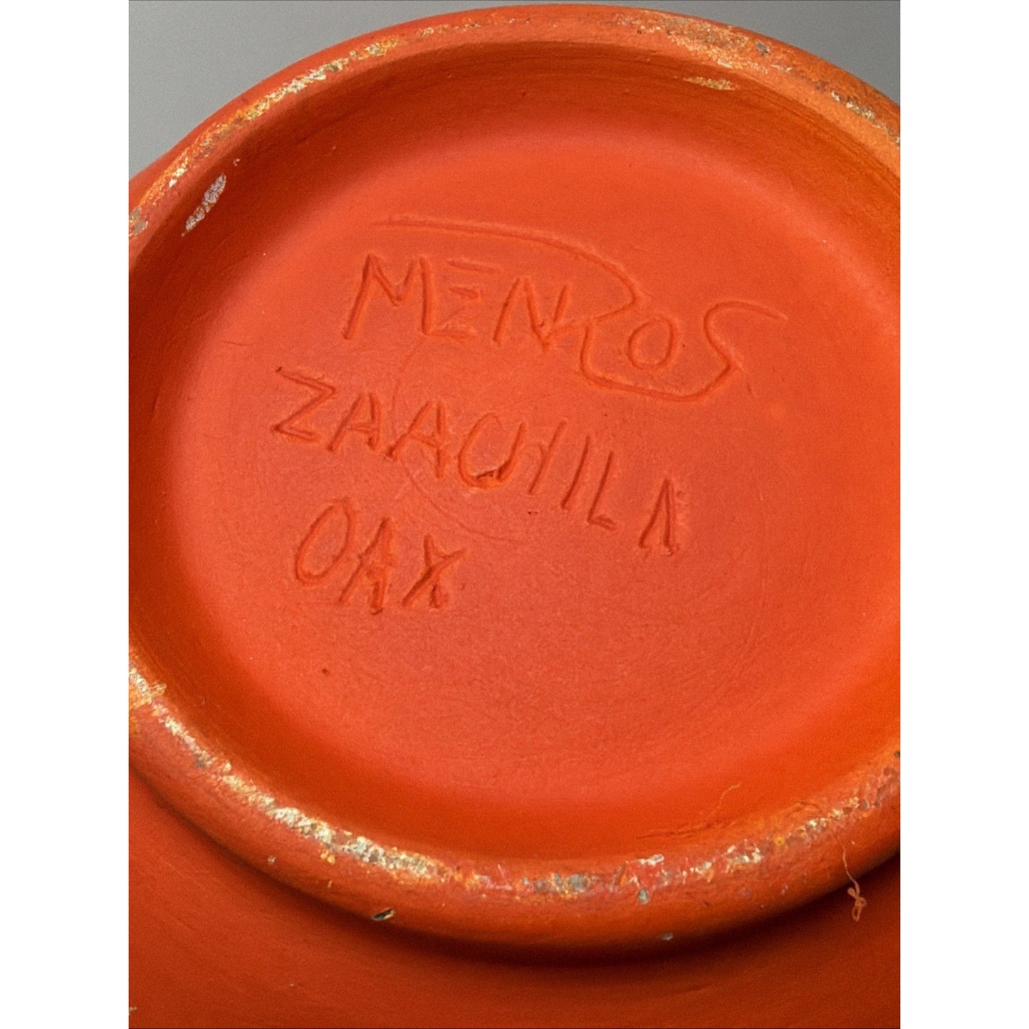 MCM Villa de Zaachila Oaxaca Pottery Metros Orange Vase Weed Pot Green Glazed
